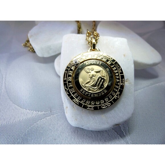 VTG Pierre Cardin Zodiac Diamond Pendant Necklace Virgo Articulated 18" - Picture 3 of 7